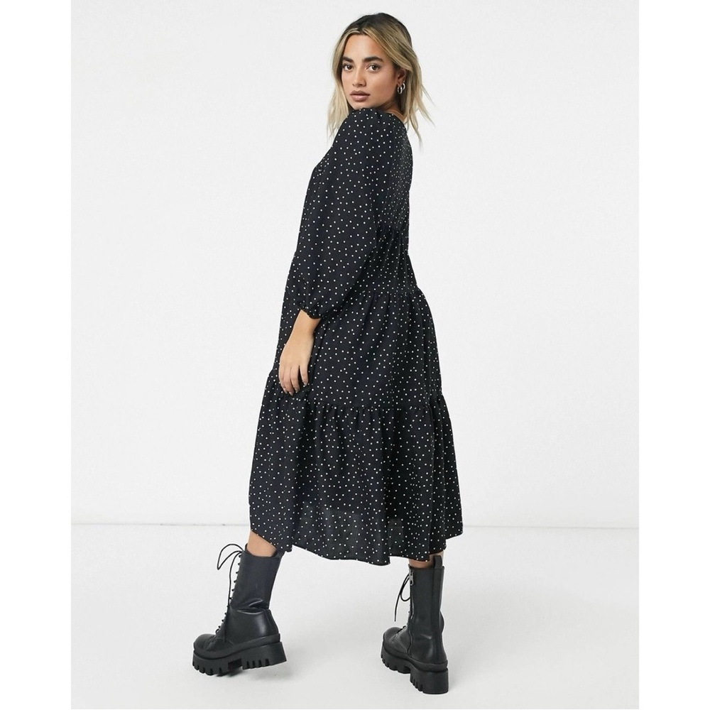 Zara Black Polka Dot Midi Modest Dress